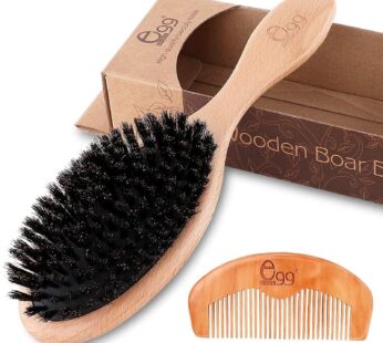 BLACK EGG Boar Bristle Hair Brush for Women Men Kid, Soft Natural Bristles Brush for Thin