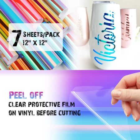 TECKWRAP Holographic Opal Craft Vinyl 12" x 12" 7 Sheets/Pack for Craft Cutters,Sign Plott - Image 4