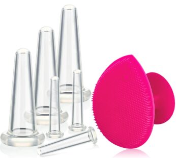 Silicone Facial Cupping Set, Vacuum Massage Cup Kit for Body, Face, Neck, Back, Eye, 6 Cup