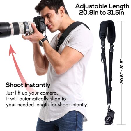 waka Rapid Camera Neck Strap with Quick Release and Safety Tether, Adjustable Camera Shoul - Image 6