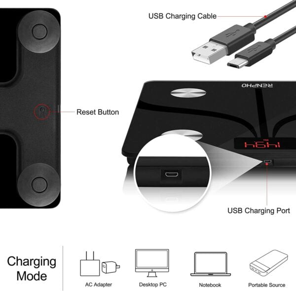 RENPHO Elis 1 Body Fat Scale, USB Rechargeable Digital Bathroom Scale, Smart Bluetooth Wei - Image 2