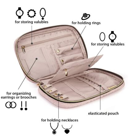BAGSMART Jewelry Organizer Case Travel Jewelry Storage Bag for Necklace, Earrings, Rings, - Image 3