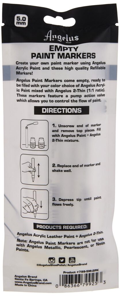 Angelus Empty Paint Marker Set, 3 mm, Clear - Image 2