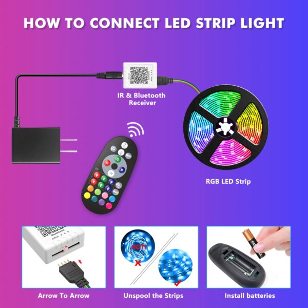 NEXillumi 25ft LED Strip Lights, APP Control Music Sync Color Changing LED Light Strip, SM - Image 5