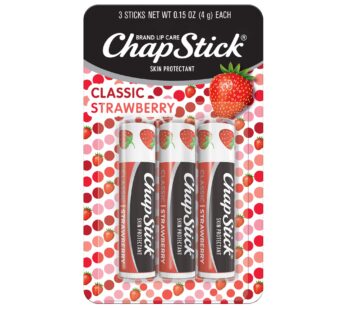 ChapStick Classic Strawberry Lip Balm Tubes, Lip Care and Lip Moisturizer – 0.15 Oz each,