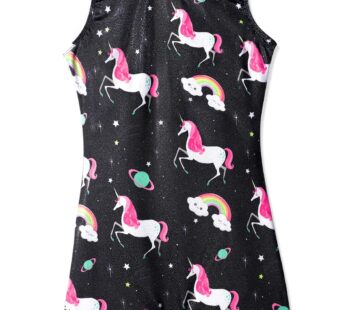 HOZIY Gymnastics Leotards for Girls With Shorts Black Unicorn 5t Size 5-6 Years Old Biketa