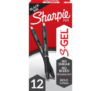 SHARPIE S-Gel, Gel Pens, Bold Point (1.0mm), Black Ink Gel Pen, 12 Count