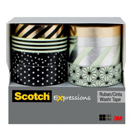 Scotch Expressions Washi Tape Multi Pack, 8 Rolls, Great for Gift Wrapping, Metallic Dots
