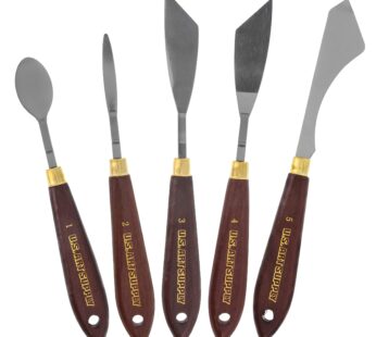 U.S. Art Supply 5-Piece Artist Stainless Steel Palette Knife Set – Wood Hande Flexible Spa