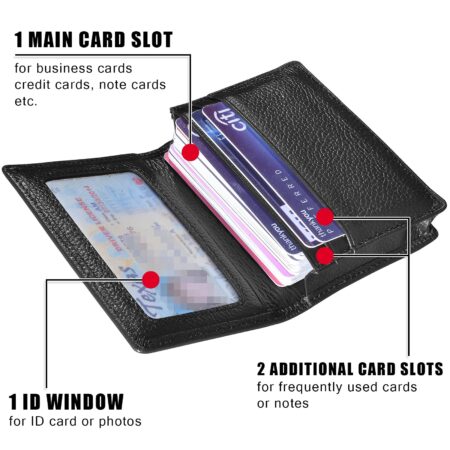 Outrip Genuine Leather Business Card Holder Name Card Case Credit Card Wallet with ID Wind - Image 3