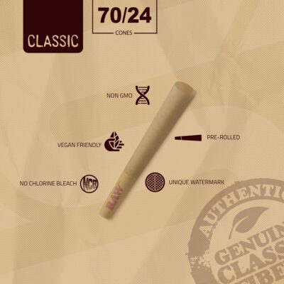 RAW Cones Classic Single Size 70/24 | 100 Cone Pack | Shorter than 1 1/4 | Mini Preroll to - Image 4