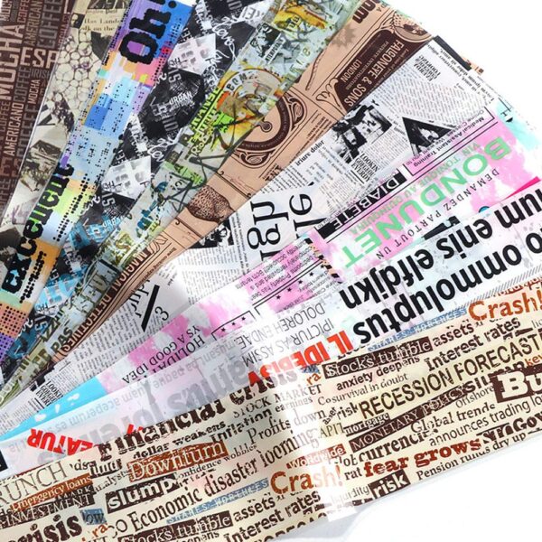 Lookathot 10Sheets Newspaper Words Letters Pattern Sky Stars Nail Art Stickers Symphony Fo - Image 6
