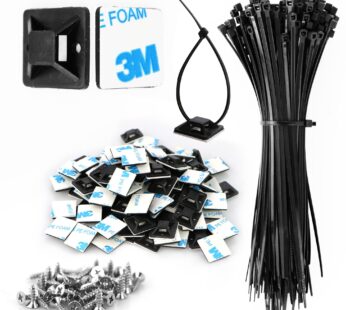 Zip Tie Mount 3/4″ Black Small Wire Tie Adhesive Mounting,100 Pcs for Wire Clips Cable Man