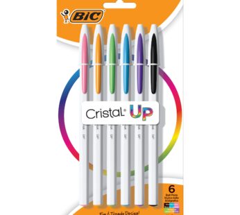 BIC Cristal Up Ballpoint Pen, Medium Point (1.2mm) Distributes Ink Evenly, Assorted Colors