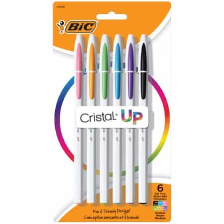 BIC Cristal Up Ballpoint Pen, Medium Point (1.2mm) Distributes Ink Evenly, Assorted Colors