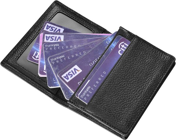 Outrip Genuine Leather Business Card Holder Name Card Case Credit Card Wallet with ID Wind - Image 2