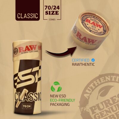 RAW Cones Classic Single Size 70/24 | 100 Cone Pack | Shorter than 1 1/4 | Mini Preroll to - Image 5