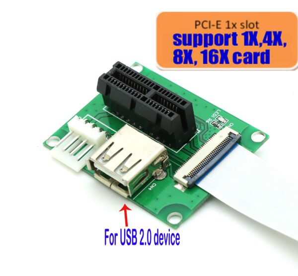 Sintech PCI-E Express X1/UB to M.2 A/E Key Adapter Card with FPC Cable - Image 2