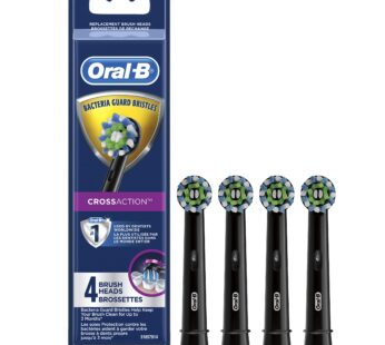 Oral-B CrossAction Electric Toothbrush Replacement Brush Head Refills, Black, 4 Count