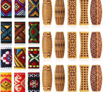 27 Pieces Hair Jewelry for Women Braids Hair Tube Beads and Fabric Dreadlock Beads DIY Mix