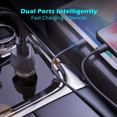 SUNDA USB C Fast Car Charger 51W Dual Ports PD 30W&QC 3.0, Cell Phone Automobile Chargers, - Image 5