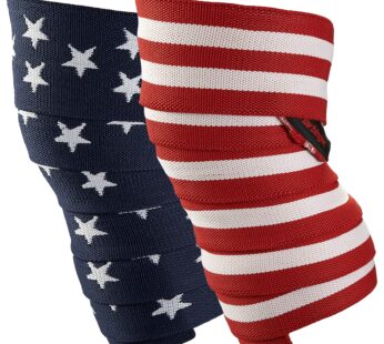 Harbinger Red Line 78-Inch Knee Wraps for Weightlifting (Pair), Flag