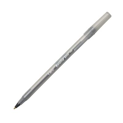 BIC(R) Round Stic(R) Ballpoint Pens, Medium Point, 1.0 mm, Translucent Barrel, Black Ink, - Image 2