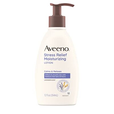 Aveeno Daily Stress Relief Body Lotion with Lavender Scent for Moisturizing , Natural Oatm