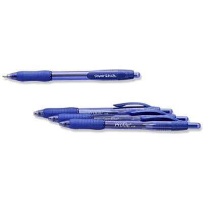 Paper Mate Profile Retractable Ballpoint Pen, Bold Point, Translucent Barrel, Blue Ink, 4 - Image 2