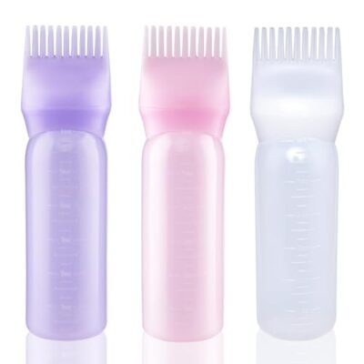 Cosywell Root Comb Applicator Bottle 6 Ounce Hair Dye Applicator Brush 3 Pack for Hair Roo