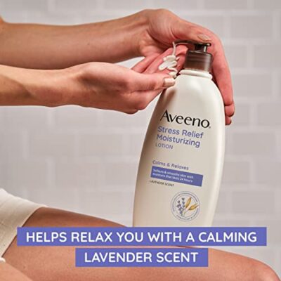 Aveeno Daily Stress Relief Body Lotion with Lavender Scent for Moisturizing , Natural Oatm - Image 2