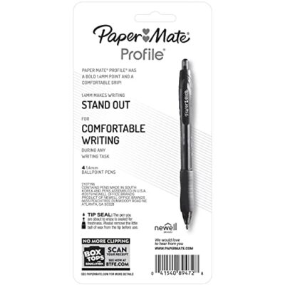 Paper Mate Profile Retractable Ballpoint Pen, Bold Point, Translucent Barrel, Blue Ink, 4 - Image 7