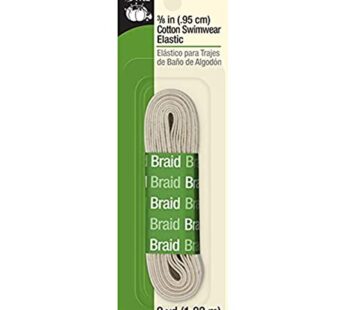 Dritz 9338N Cotton Swimwear Braided Elastic, Natural, 3/8-Inch by 2-Yard