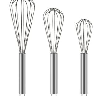 YLYL 3 Pcs Large Small Metal Mini Whisk Sets, Stainless Steel Egg Wire Whisks for Cooking