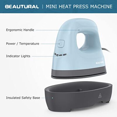 BEAUTURAL Mini Heat Press Machine, Easy to Use for T-Shirts, Shoes, Hats, Bags and Small H - Image 2