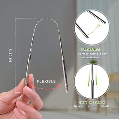 2 Pack Tongue Scraper, 100% Surgical 304 Stainless Steel Tongue Cleaner for Adults And Kid - Image 5