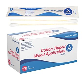 Dynarex 6-Inch Sterile Cotton Tipped Applicators – Single-Use Wooden Cotton Tip Applicator