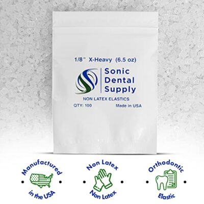 1/8 inch X-Heavy 6.5 oz - Orthodontic Elastic Rubber Bands - 100 Pack - Clear Latex Free, - Image 2