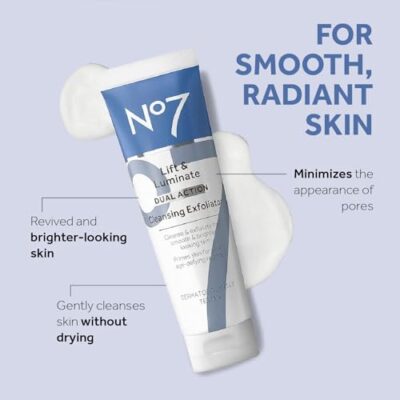 No7 Lift & Luminate Dual Action Cleansing & Exfoliating Face Wash - Gentle Face Exfoliator - Image 2
