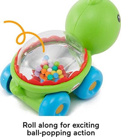 Fisher-Price Baby Crawling Toy Poppity Pop Turtle Push-Along Vehicle with Ball Popping Sou - Image 3