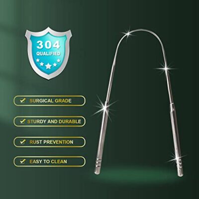 2 Pack Tongue Scraper, 100% Surgical 304 Stainless Steel Tongue Cleaner for Adults And Kid - Image 3