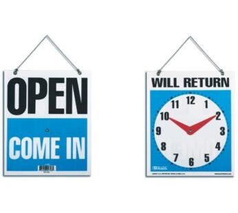 Bazic 7.5 x 9 Inches “Will Return” Clock Sign with “Open” Sign on Back (4398)