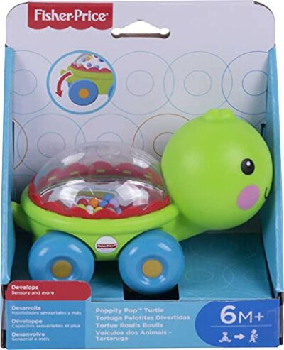 Fisher-Price Baby Crawling Toy Poppity Pop Turtle Push-Along Vehicle with Ball Popping Sou - Image 6