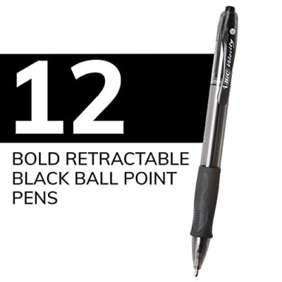 BIC Glide Bold Black Ballpoint Pens, Bold Point (1.6mm), 12-Count Pack, Retractable Ballpo - Image 2