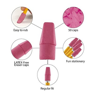 BAZIC Pink Eraser Top, Latex Free Pencil Tops Erasers, Arrowhead Caps Erasers for Kids Stu - Image 2