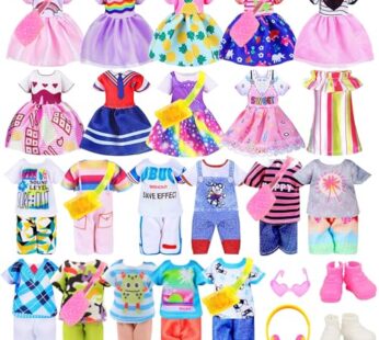 26 PCS Mini 6 Inch Doll Clothes and Accessories Include 5 Tops, 5 Pants for Boy Dolls, 5 D