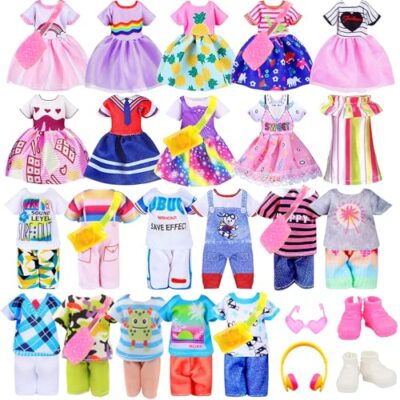 26 PCS Mini 6 Inch Doll Clothes and Accessories Include 5 Tops, 5 Pants for Boy Dolls, 5 D
