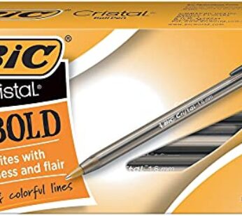 BIC Cristal Xtra Bold Ballpoint Pen, Bold Point (1.6mm) For Vivid And Dramatic Lines, Blac