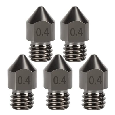 5PCS Hardened Steel MK8 Nozzle 0.4mm Hotend Extruder All Metal Nozzle for Ender 3s 3 Pro,