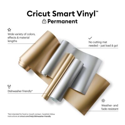 Cricut Smart Permanent Matte Metallic Vinyl (13in x 3ft, Champagne) for Outdoor Crafts, Fo - Image 2